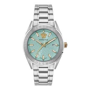 Versace V-Code Bracelet Watch Silver Mens